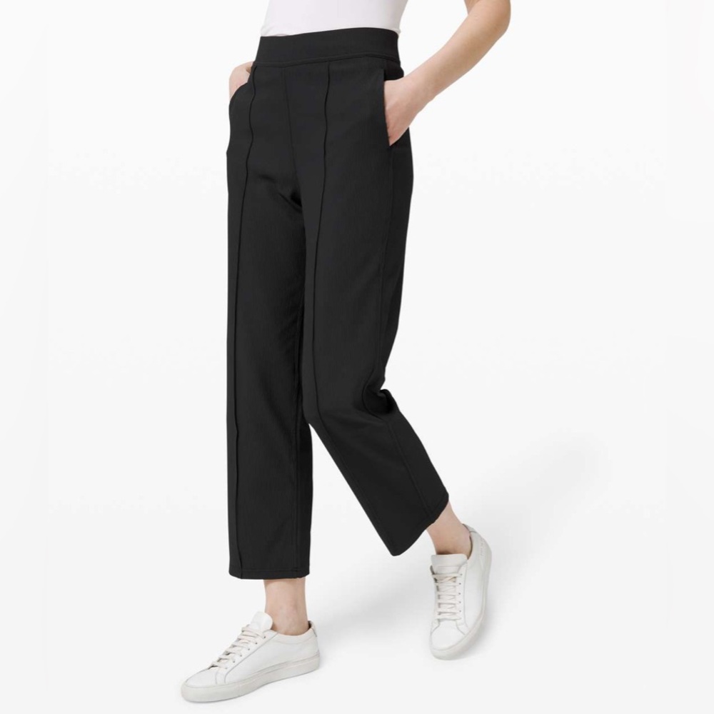 Lululemon Urban Strides Super High Rise Ribbed Casual Pants Black Size 6